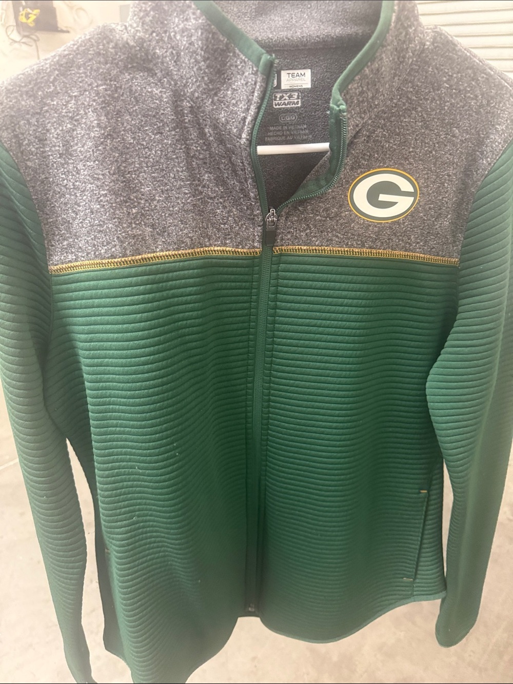 Green & Gray Full-Zip Performance Jacket with Team Patch